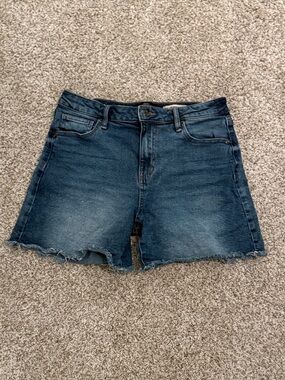 BCBGeneration Dark Wash Denim Jean Shorts with Frayed Hem